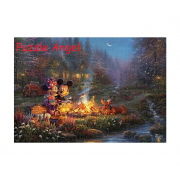 Mickey and Minnie 甜心篝火, 油畫面砌圖1000塊, size:51x73.5cm