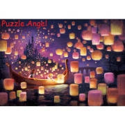 一盞許願的光（塔上的長發公主）, 油畫面砌圖1000塊, size::51x73.5cm