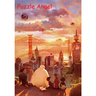 回憶晚景（Baymax）, 油畫面砌圖1000塊, size:51x73.5cm