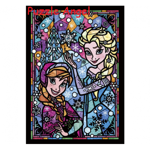 Anna 與 Elsa 彩繪玻璃（冰雪奇緣）266 塊, 透明彩繪砌圖, size:18.2x25.7cm