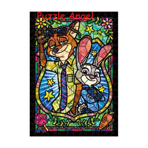 Judy 與 Nick 彩繪玻璃（優獸大都會）266 塊, 透明彩繪砌圖,  size:18.2x25.7cm