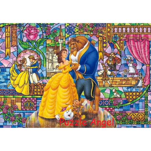 愛的彩繪玻璃（美女與野獸）500 塊, 迷你版透明砌圖, size:25x36cm
