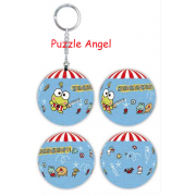 Kerokerokeroppi【好友系列】樂活塗鴉立體球型拼圖鑰匙圈24片,  直徑:3.98cm   
