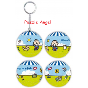 MinnaNoTabo【好友系列】旅遊紀念立體球型拼圖鑰匙圈24片,  直徑:3.98cm   