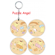 PomPomPurin【25周年系列】胖胖寬褲立體球型拼圖鑰匙圈24片,  直徑:3.98cm   