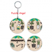 Kerokerokeroppi大眼蛙綠意生活立體球型拼圖鑰匙圈24片,  直徑:3.98cm   