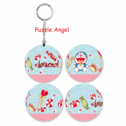 哆啦a夢立體球型拼圖鑰匙圈24片,  直徑:3.98cm   