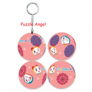 哆啦a夢立體球型拼圖鑰匙圈24片,  直徑:3.98cm   