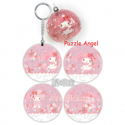 My Melody美樂蒂立體球型拼圖鑰匙圈24片(透明款), 直徑:3.98cm