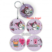 Kuromi酷洛米美味點心立體球型拼圖鑰匙圈24片(透明款), 直徑:3.98cm   