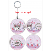 Kuromi酷洛米【飲品系列】紫漿藍莓立體球型拼圖鑰匙圈24片,  直徑:3.98cm   