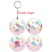 Hello Kitty夏日紅鶴立體球型拼圖鑰匙圈24片, 直徑:3.98cm   