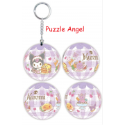 Kuromi酷洛米女僕甜點立體球型拼圖鑰匙圈24片, 直徑:3.98cm