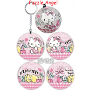 Hello Kitty沁香檸檬立體球型拼圖鑰匙圈24片(透明款), 直徑:3.98cm   