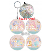 LittleTwinStars雙星仙子花香野餐立體球型拼圖鑰匙圈24片(透明款),  直徑:3.98cm   