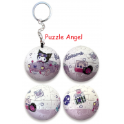 Kuromi酷洛米可愛小物立體球型拼圖鑰匙圈24片,  直徑:3.98cm   