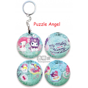 My Melody & Kuromi 美樂蒂&酷洛米禮物派對立體球型拼圖鑰匙圈24片(透明款), 直徑:3.98cm   