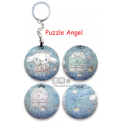 Cinnamoroll 大耳狗下午茶時光立體球型拼圖鑰匙圈24片(透明款), 直徑:3.98cm   