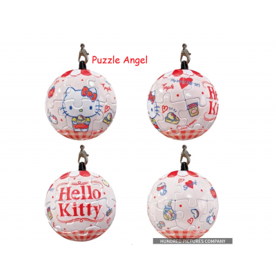 Hello Kitty【水果點心系列】紅蘋果派 立體球型拼圖鑰匙圈24片, 直徑:3.98cm
