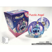 Stitch星際寶貝【大臉系列】吐舌頭拼圖磁鐵16片-透明(圓), 尺寸:5.5x5.5cm(圓形)