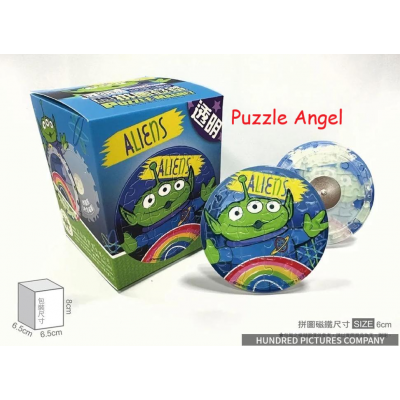 Toy story 玩具總動員【大臉系列】彩虹太空拼圖磁鐵16片-透明(圓), 尺寸:5.5x5.5cm(圓形)