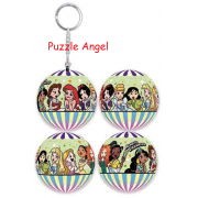 Disney Princess公主(2)立體球型拼圖鑰匙圈24片,  直徑:3.98cm   