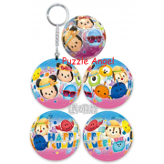 Disney Tsum Tsum-透明款(1)立體球型拼圖鑰匙圈24片,  直徑:3.98cm   