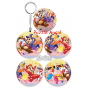 Chip an' Dale奇奇蒂蒂-透明款(1)立體球型拼圖鑰匙圈24片, 直徑:3.98cm   