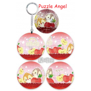 Disney Ufufy【水果花卉系列】蘋果透明款(1)立體球型拼圖鑰匙圈24片,  直徑:3.98cm   