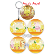 Disney Ufufy【水果花卉系列】柑橘透明款(1)立體球型拼圖鑰匙圈24片, 直徑:3.98cm   