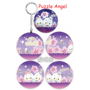 Disney Ufufy【水果花卉系列】櫻花透明款(1)立體球型拼圖鑰匙圈24片,  直徑:3.98cm   