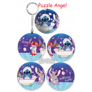 Stitch星際寶貝-透明款(3)立體球型拼圖鑰匙圈24片, 直徑:3.98cm   