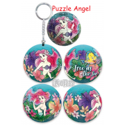 Disney Princess小美人魚-透明款(2)立體球型拼圖鑰匙圈24片, 直徑:3.98cm