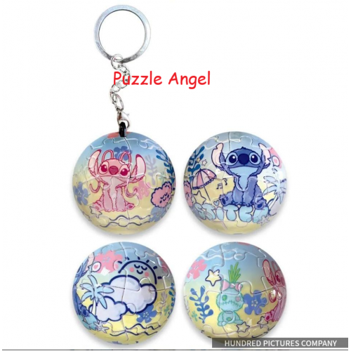 Stitch星際寶貝立體球型拼圖鑰匙圈24片, 直徑:3.98cm