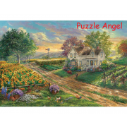 向日葵盛開的鄉間小路（托馬斯·金凱德）1000塊油畫面砌圖,  size:49x72cm