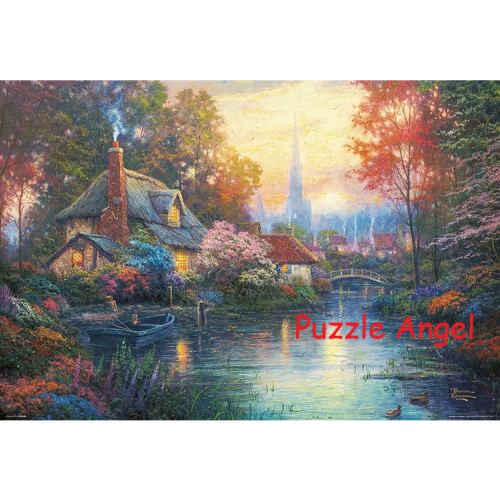 花卉小屋 （Thomas Kincaid）1000塊油畫面砌圖,  size:49x72cm