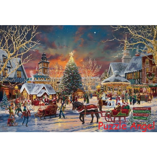 聖誕節慶典（Thomas Kincaid）1000塊, 油畫面砌圖, size:49x72cm