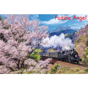及川鐵路與櫻花1000塊砌圖 , size:49x72cm