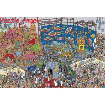 WHERE'S WALLY? 威利在哪裡?  恐龍、外星人、幽靈（尋找牆）1000片拼圖, size:49x72cm