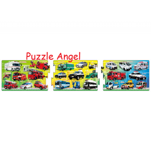 警笛車（3合1砌圖） 10+15+20塊, size:16.5×74cm（3件連接時）