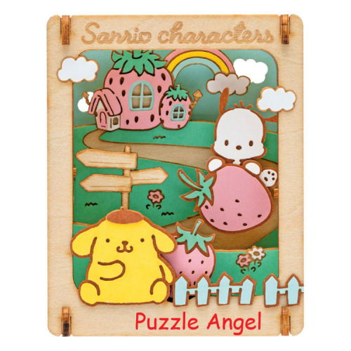 立體紙砌圖-草莓屋1（三麗鷗人物）三麗鷗木製品 , size:高8×寬6.4×深4.2cm