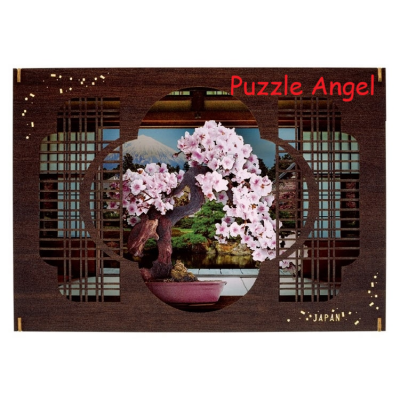 立體紙砌圖(木製品)- 櫻 -  , size:高18.2×寬25.7×深5.1cm