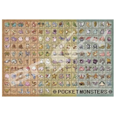 圖鑑 NO.001~NO.151（寶可夢）1000塊砌圖, size:51x73.5cm