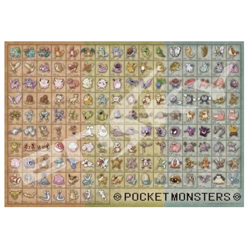 圖鑑 NO.001~NO.151（寶可夢）1000塊砌圖, size:51x73.5cm