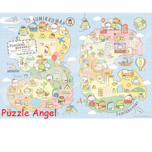 世界各地旅行的畫面中（角落生物）1000 塊拼圖, size:51x73.5cm