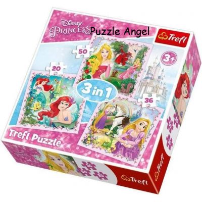 Disney Princess（3合1砌圖） 20+36+50塊, size:20x19.5cm