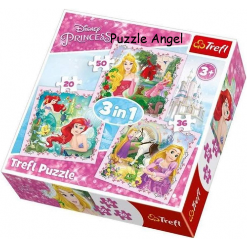 Disney Princess（3合1砌圖） 20+36+50塊, size:20x19.5cm